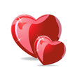 Illustration of Couple of red hearts on white background