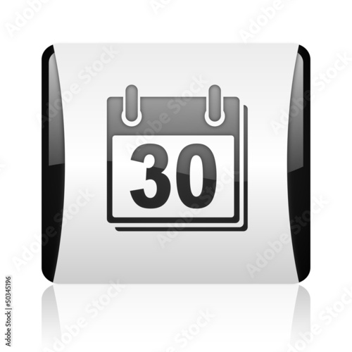 Illustration: calendar black and white square web glossy icon calendar black and white square web glossy icon