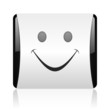 smile black and white square web glossy icon