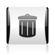 recycle black and white square web glossy icon