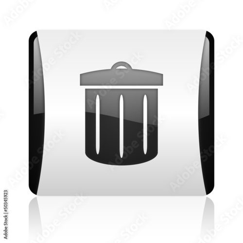 Illustration: recycle black and white square web glossy icon recycle black and white square web glossy icon