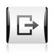 exit black and white square web glossy icon