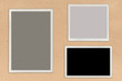 Vintage photo album. Set of old, blank picture.
