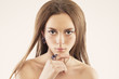 Closeup fashion portrait of young beautiful woman
