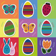 Easter postcard with butterfly and ladybug