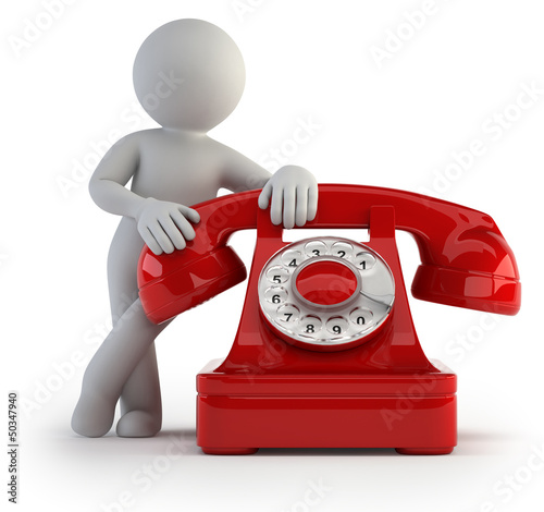 Illustration: 3d small people - call by telephone 3d small people - call by telephone