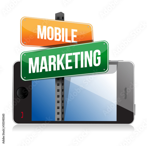 Illustration: Smart phone with mobile marketing sign Smart phone with mobile marketing sign