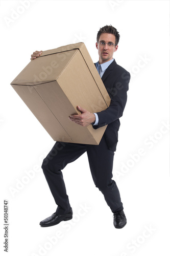 Photo: Geschäftsmann mit einer großen Box in der Hand Geschäftsmann mit einer großen Box in der Hand