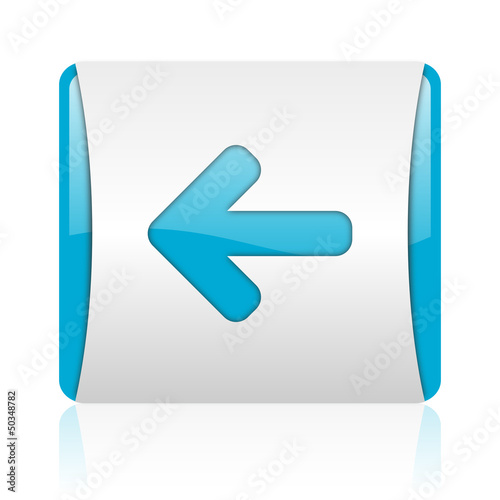 Illustration: arrow left blue and white square web glossy icon arrow left blue and white square web glossy icon