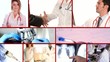 medical doctors collage on red