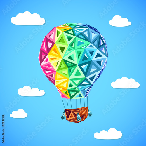 Vector: Rainbow colors abstract triangles flying balloon Rainbow colors abstract triangles flying balloon