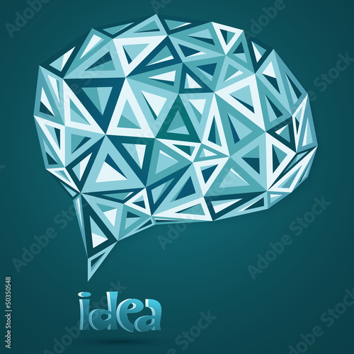 Vector: Abstract triangles idea bubble with text Abstract triangles idea bubble with text