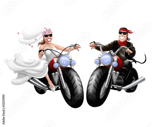 Illustration: sposi bikers sposi bikers