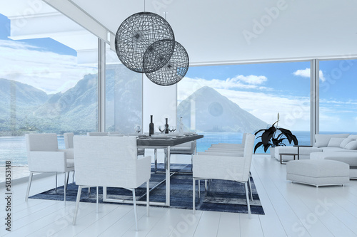 Illustration: 3D Interior of Modern Dining Room / Dining Table 3D Interior of Modern Dining Room / Dining Table
