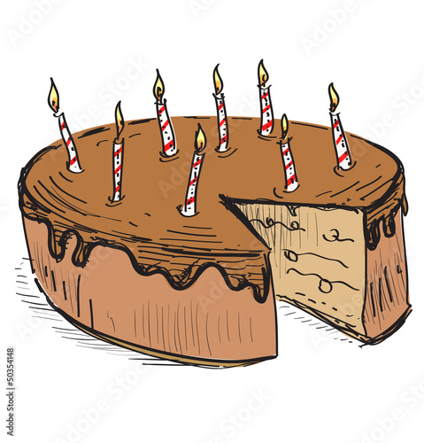 Vector: Birthday cake with candles Birthday cake with candles