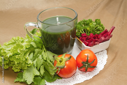 Photo: Healthy breakfast menu , vegetable juice and Beetroot salad Healthy breakfast menu , vegetable juice and Beetroot salad