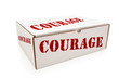 White Box with Courage on Sides Isolated