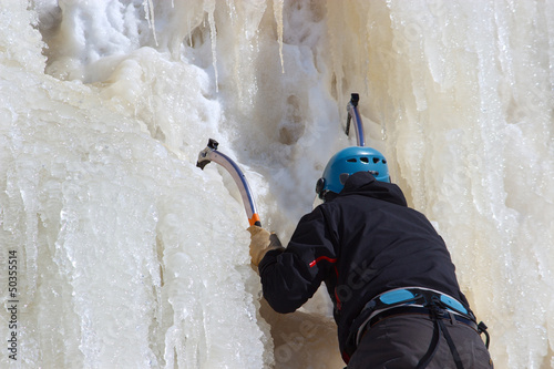 Photo: Ice tools being placed by climber Ice tools being placed by climber