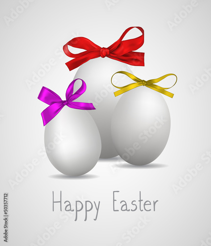 Vector: Easter eggs with colorful ribbons Easter eggs with colorful ribbons