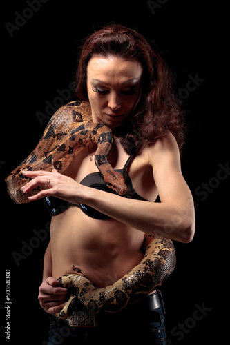 Photo: Exotic Woman with a Boa Exotic Woman with a Boa