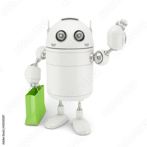 Illustration: Robot with shopping bag Robot with shopping bag
