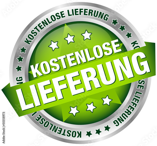 Vector: Button Banner "Kostenlose Lieferung" grün/silber Button Banner "Kostenlose Lieferung" grün/silber