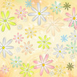 Illustration: spring daisy flowers over beige old paper background with circle spring daisy flowers over beige old paper background with circle