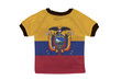 Small shirt with Ecuador flag isolated on white background