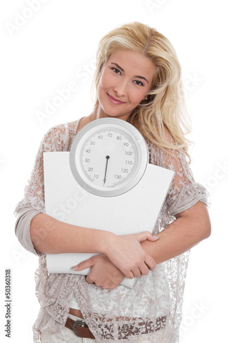 Photo: Blondine isoliert - Körpergewicht - Diät Blondine isoliert - Körpergewicht - Diät
