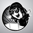 Woman Computer user black shirt