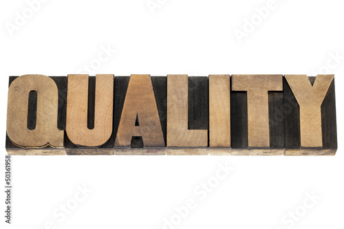 Photo: quality word in wood type quality word in wood type