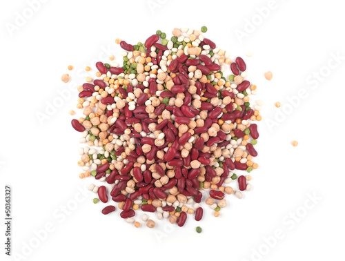 Photo: Bean mixture on a white background Bean mixture on a white background