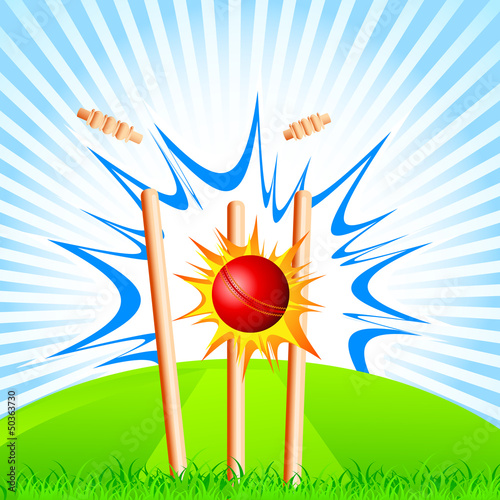 Vector: vector illustration of cricket ball hitting stumps vector illustration of cricket ball hitting stumps