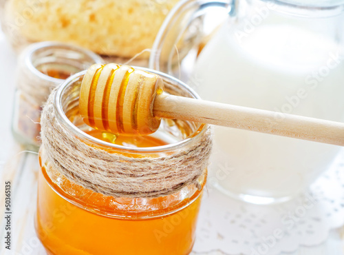 Photo: honey,bread and milk honey,bread and milk
