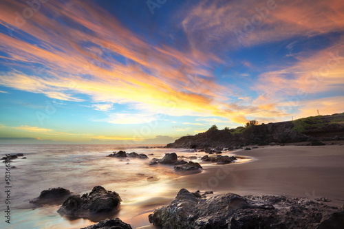 Photo: Plage au crépuscule à Piton St-Leu, La Réunion. Plage au crépuscule à Piton St-Leu, La Réunion.