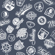 Nautical badges vector  seamless pattern