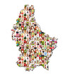 Portraits of a lot of people - map of luxembourg