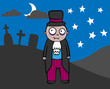 Vector: Cartoon vampire in graveyard Cartoon vampire in graveyard