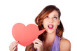 Isolated Girl Talking Through Heart Speech Bubble