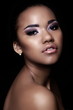 sexy black young woman model with bright makeup
