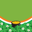 Saint Patrick's Day background with clover and pot of gold