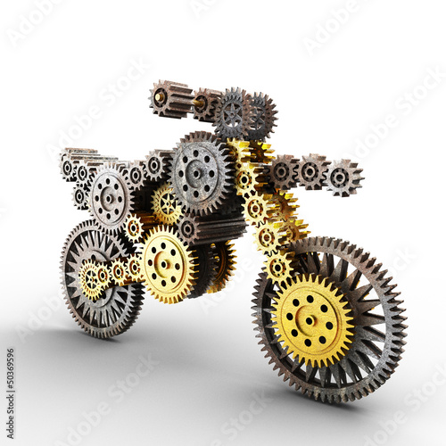 Illustration: motobike made of gears motobike made of gears