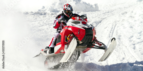 Photo: red snowmobile red snowmobile