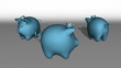 cute blue toy piglets 3d loop animation