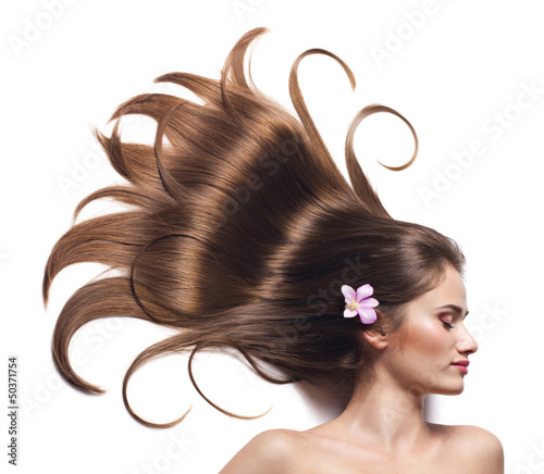 Photo: young woman with beautiful brown hair young woman with beautiful brown hair