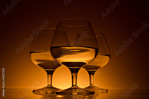 Photo: glass for brandy with beverage glass for brandy with beverage