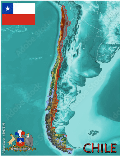 Vector: Chile South America national emblem map symbol motto Chile South America national emblem map symbol motto
