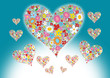 Illustration: Fliegende Herzen aus Blumen - Flower Power Fliegende Herzen aus Blumen - Flower Power