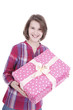 Glückliches Mädchen hält Geschenk - happy girl with gift