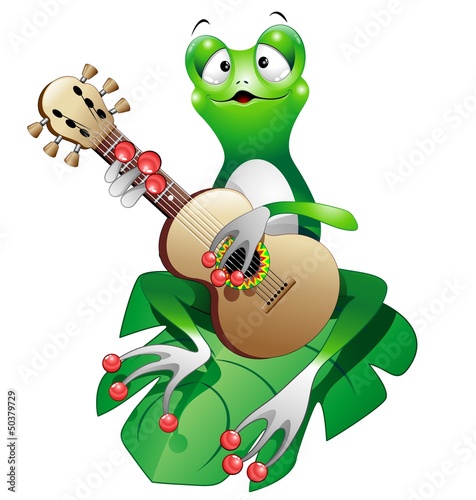 Vector: Singer Frog Cartoon with Guitar-Rana Cantante con Chitarra Singer Frog Cartoon with Guitar-Rana Cantante con Chitarra
